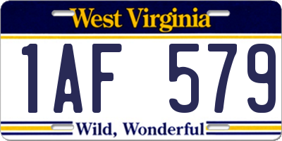 WV license plate 1AF579