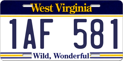 WV license plate 1AF581