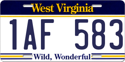 WV license plate 1AF583