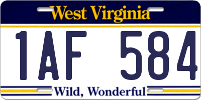 WV license plate 1AF584