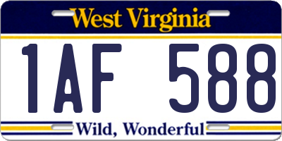 WV license plate 1AF588