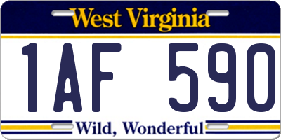 WV license plate 1AF590