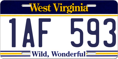 WV license plate 1AF593