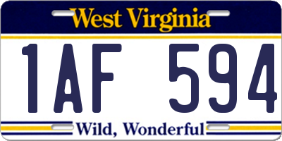 WV license plate 1AF594