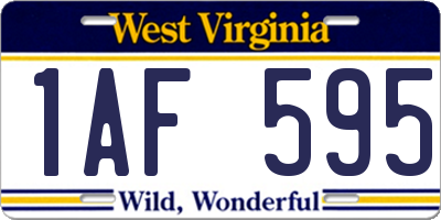 WV license plate 1AF595