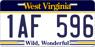 WV license plate 1AF596
