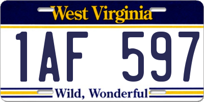 WV license plate 1AF597