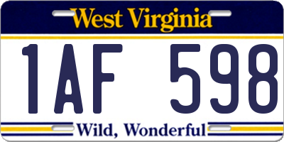 WV license plate 1AF598