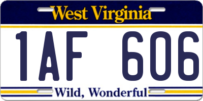 WV license plate 1AF606
