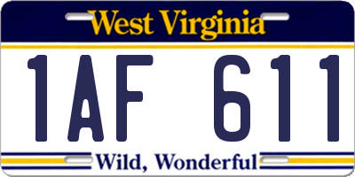 WV license plate 1AF611