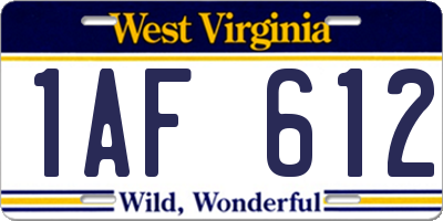 WV license plate 1AF612