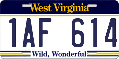 WV license plate 1AF614