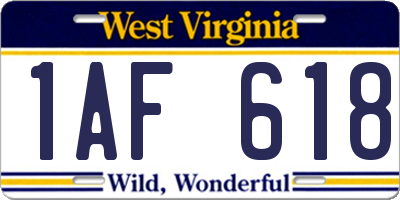 WV license plate 1AF618