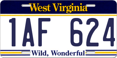 WV license plate 1AF624