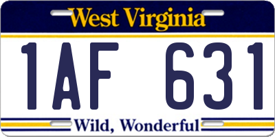 WV license plate 1AF631