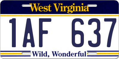 WV license plate 1AF637