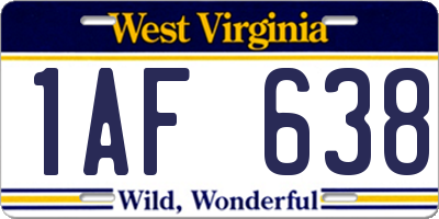 WV license plate 1AF638