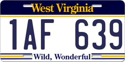 WV license plate 1AF639