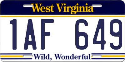 WV license plate 1AF649