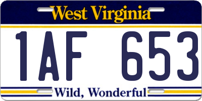 WV license plate 1AF653