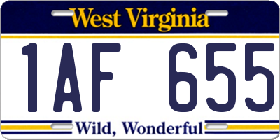 WV license plate 1AF655