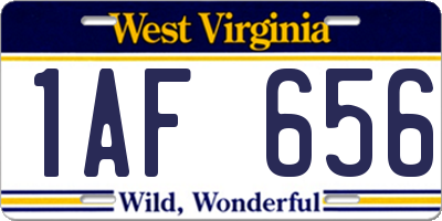 WV license plate 1AF656