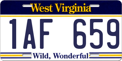 WV license plate 1AF659