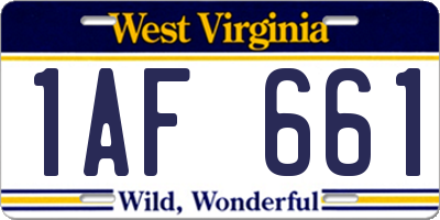 WV license plate 1AF661