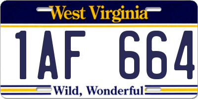 WV license plate 1AF664