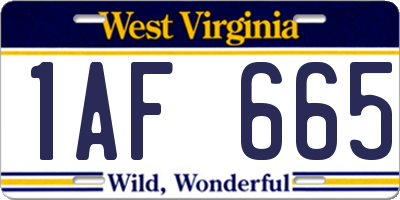 WV license plate 1AF665