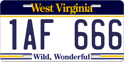 WV license plate 1AF666