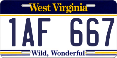 WV license plate 1AF667