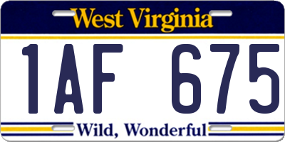 WV license plate 1AF675