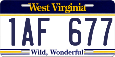 WV license plate 1AF677