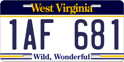WV license plate 1AF681