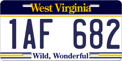 WV license plate 1AF682