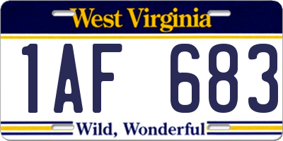 WV license plate 1AF683