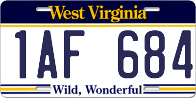 WV license plate 1AF684