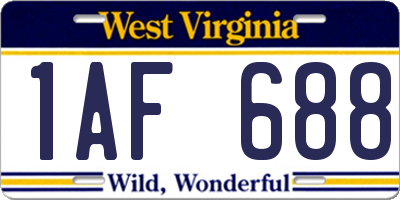 WV license plate 1AF688