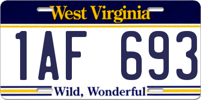 WV license plate 1AF693