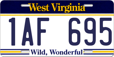 WV license plate 1AF695