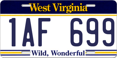 WV license plate 1AF699