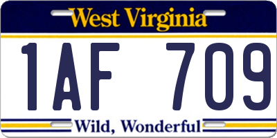 WV license plate 1AF709