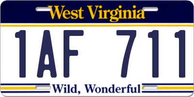 WV license plate 1AF711