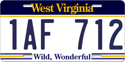 WV license plate 1AF712