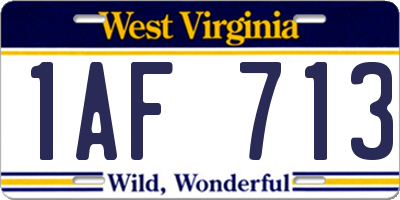 WV license plate 1AF713