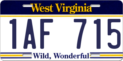 WV license plate 1AF715