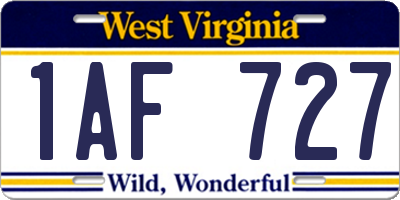 WV license plate 1AF727