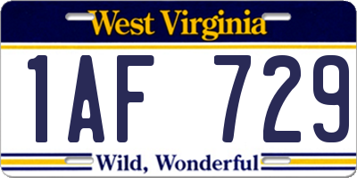 WV license plate 1AF729