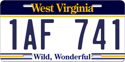 WV license plate 1AF741